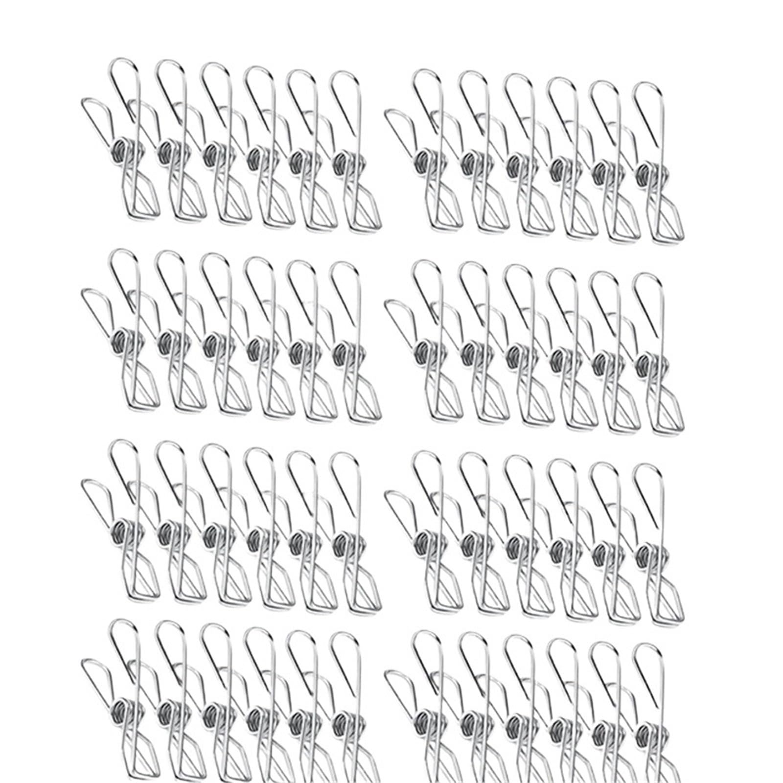Mollette Per Bucato Mollette for bucato in acciaio inossidabile, 100 pezzi, 6 cm, clip di tenuta, organizer da cucina in metallo, portautensili