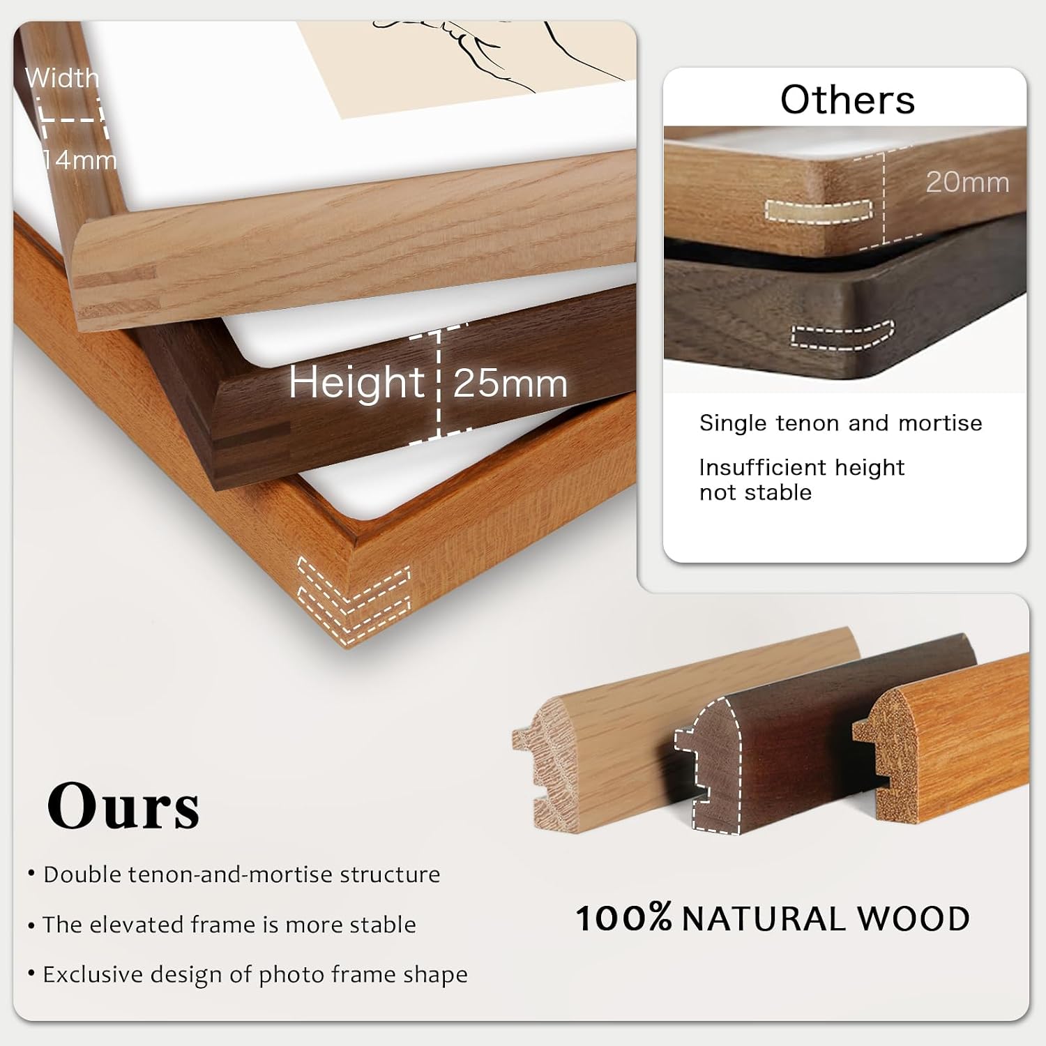 Handmade Solid Walnut Wood 4x6 Picture Frame with Real Glass, Photo Frame with Mat Fits 3.5x5 Photo, Tabletop & Wall Mount Display for Home Decor & Festival Gift