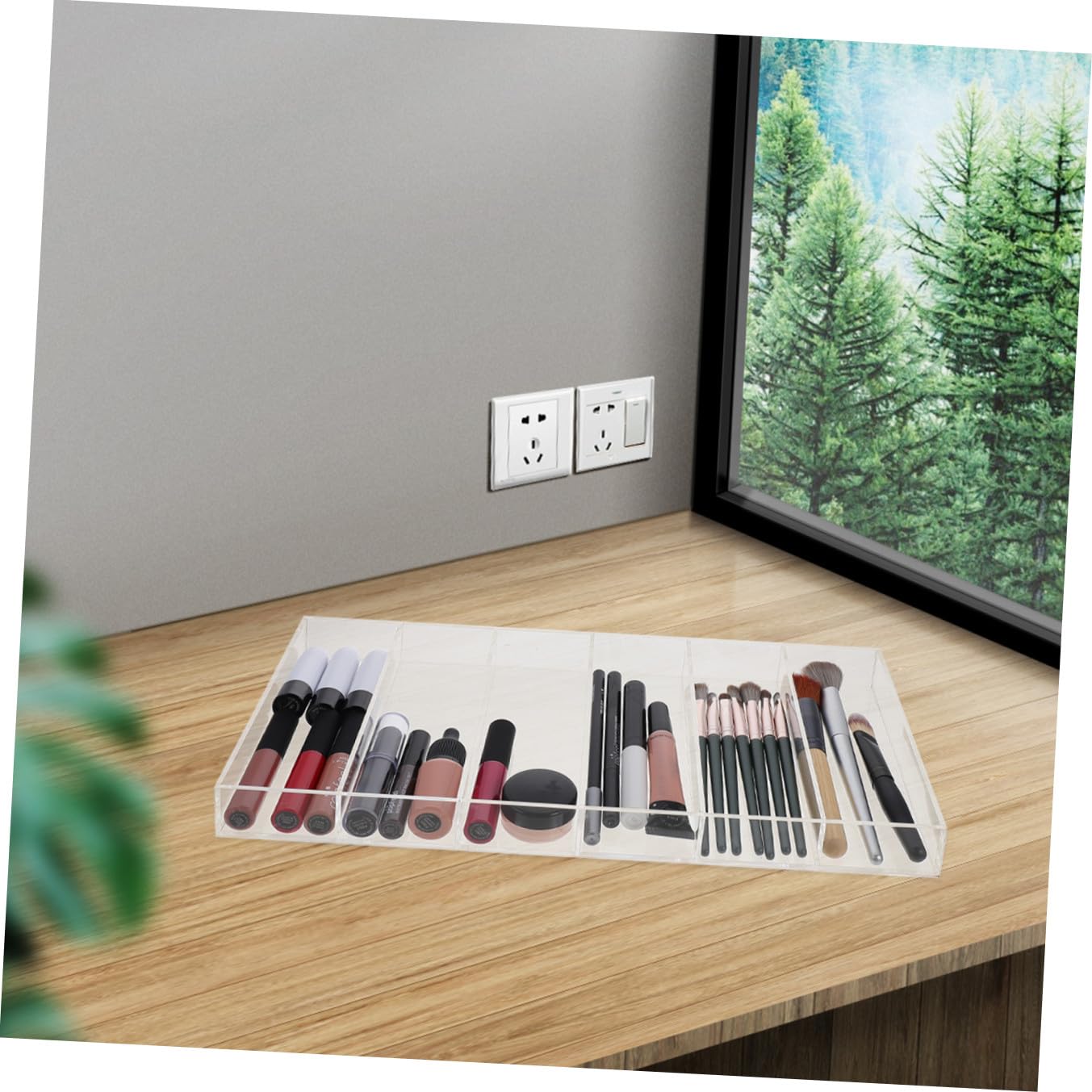 SHERCHPRY 3piezas Organizador De Maquillaje Acrílico Transparente Compartimentos para Cosméticos y Accesorios Mesas De Tocador y Baños Diseño y