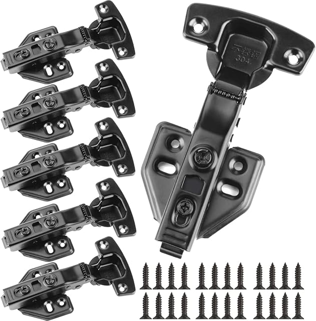 Soft Close Hinges 6 PCS Kitchen Cabinets Hinge as 110 Degree 35mm for Folding Close Cushioning Cupboards Doors Cupboard Full Overlay Cabinet Door Plate with 36 PCS Screws