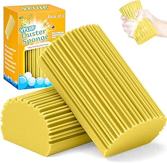2-Pack Damp Clean Duster Sponge, Magic Sponge Eraser Baseboard Cleaner Tool, Dusters for Cleaning Blinds, Glass, Vents, Railings, Mirrors,Window Track Grooves and Faucets
