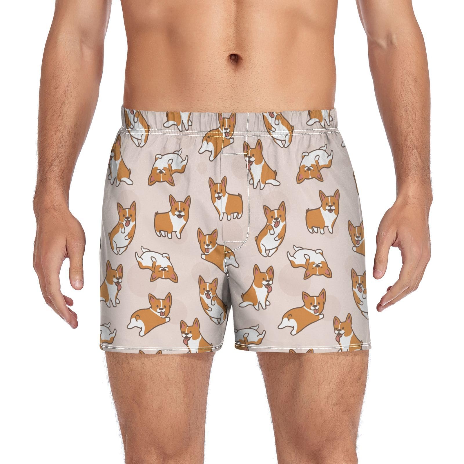 Men's Boxer Shorts Cotton Loose Underwear with Button Fly