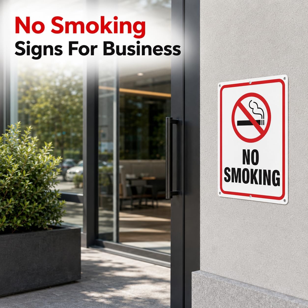 OLANZU Metal No Smoking Signs for Business, 4 Pack | For Outdoor and Indoor Use, UV Protected and Water Proof