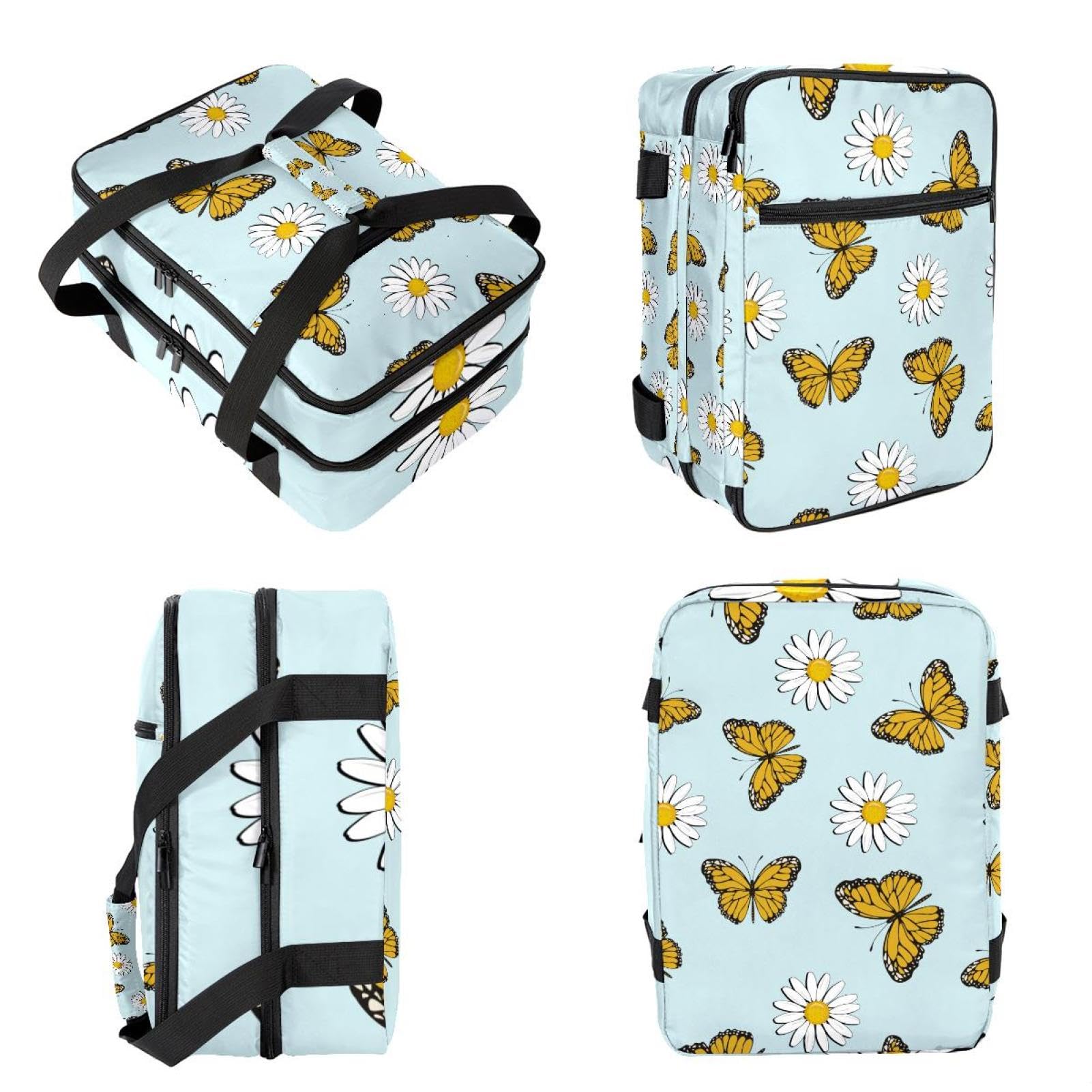 Grand sac à déjeuner isotherme pour homme et femme, double couche, étanche, étanche, réutilisable, sac fourre-tout pour le travail, l'école, le pique-nique, la plage, le camping, les voyages, papillon
