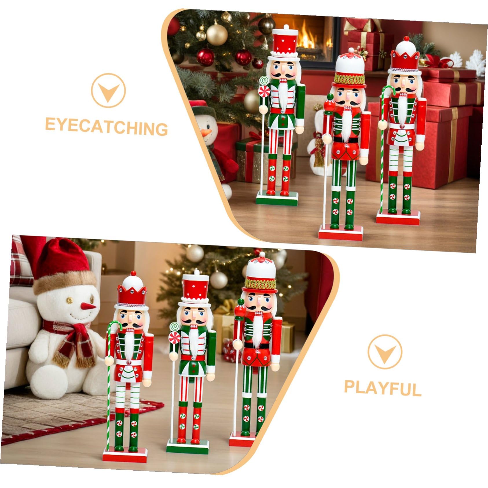 Mikikit Figura in Legno 38 Cm 3 Pezzi Decorazione Natalizia Personaggio da Tavolo per Addobbi Festivi e Compleanni