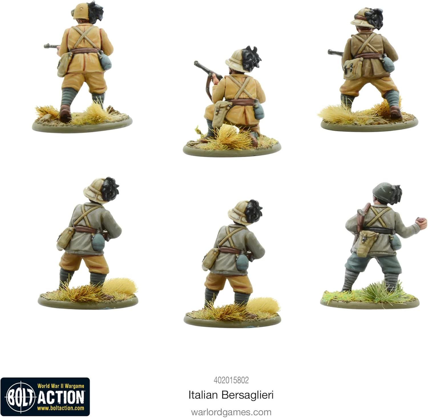 Warlord Games Bolt Action WWII Italian Bersaglieri Figures 1:56 Military Table Top Wargaming Plastic Model Kit 402015802