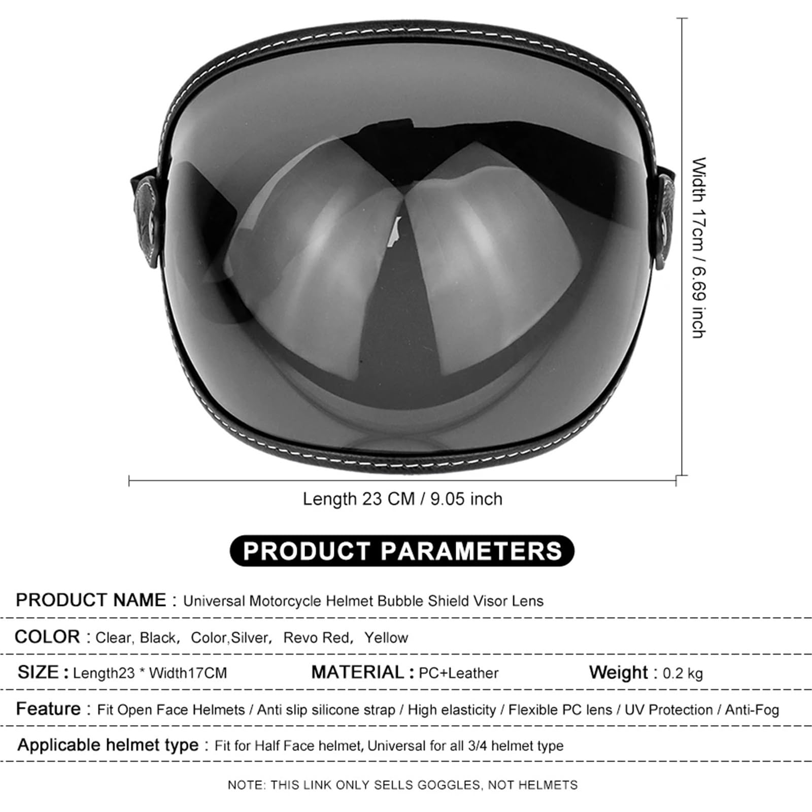 Visera para casco de moto Visera de burbuja con lente abatible, máscara protectora for casco motocicleta retro, equipo for lentes(Color 2)