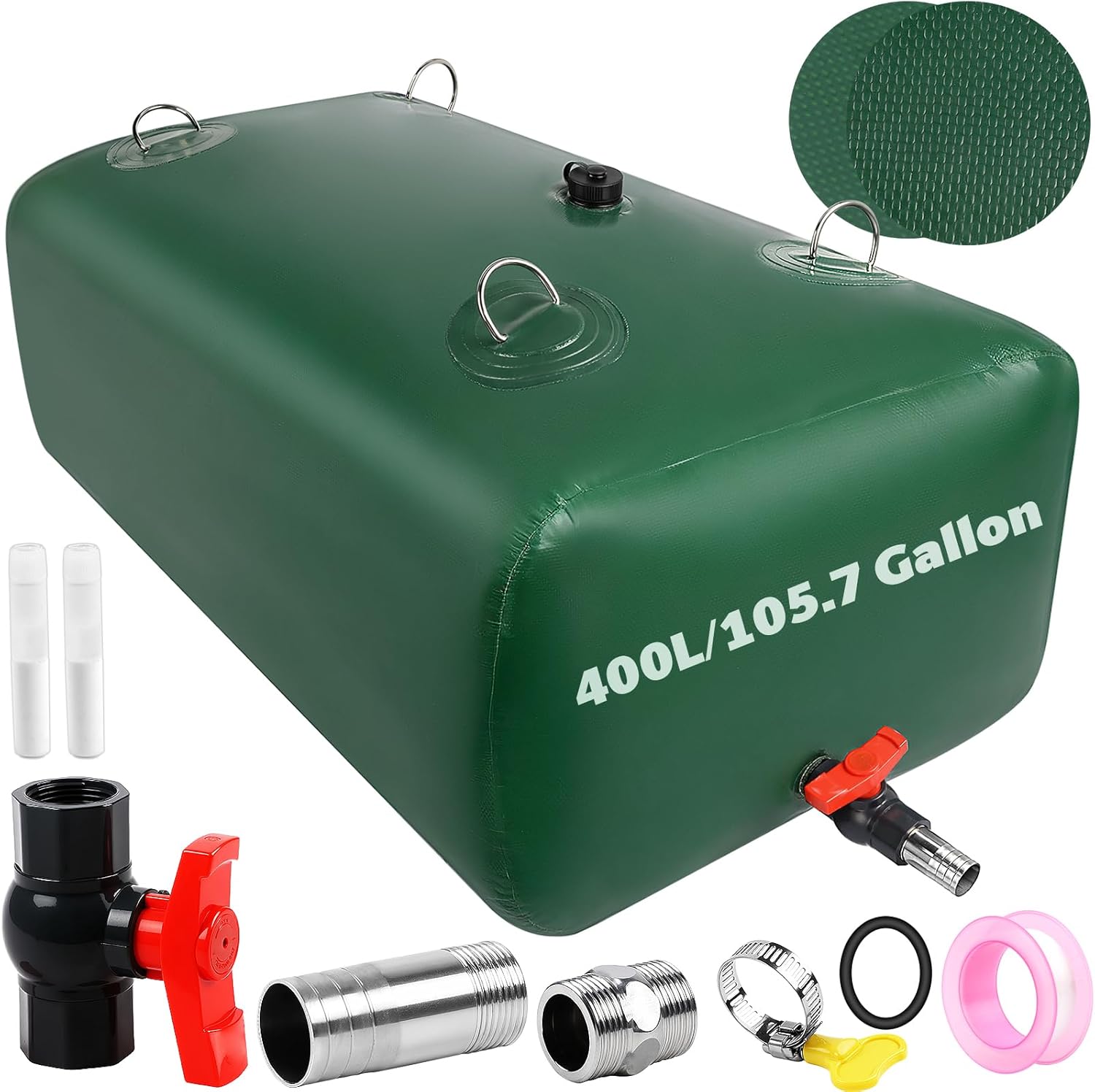 WESTBAY 400L Foldable Water Storage Bladder Tank - 105 Gallon Portable Collapsible Water Bag for RV, Camping, Emergency, Outdoor Use