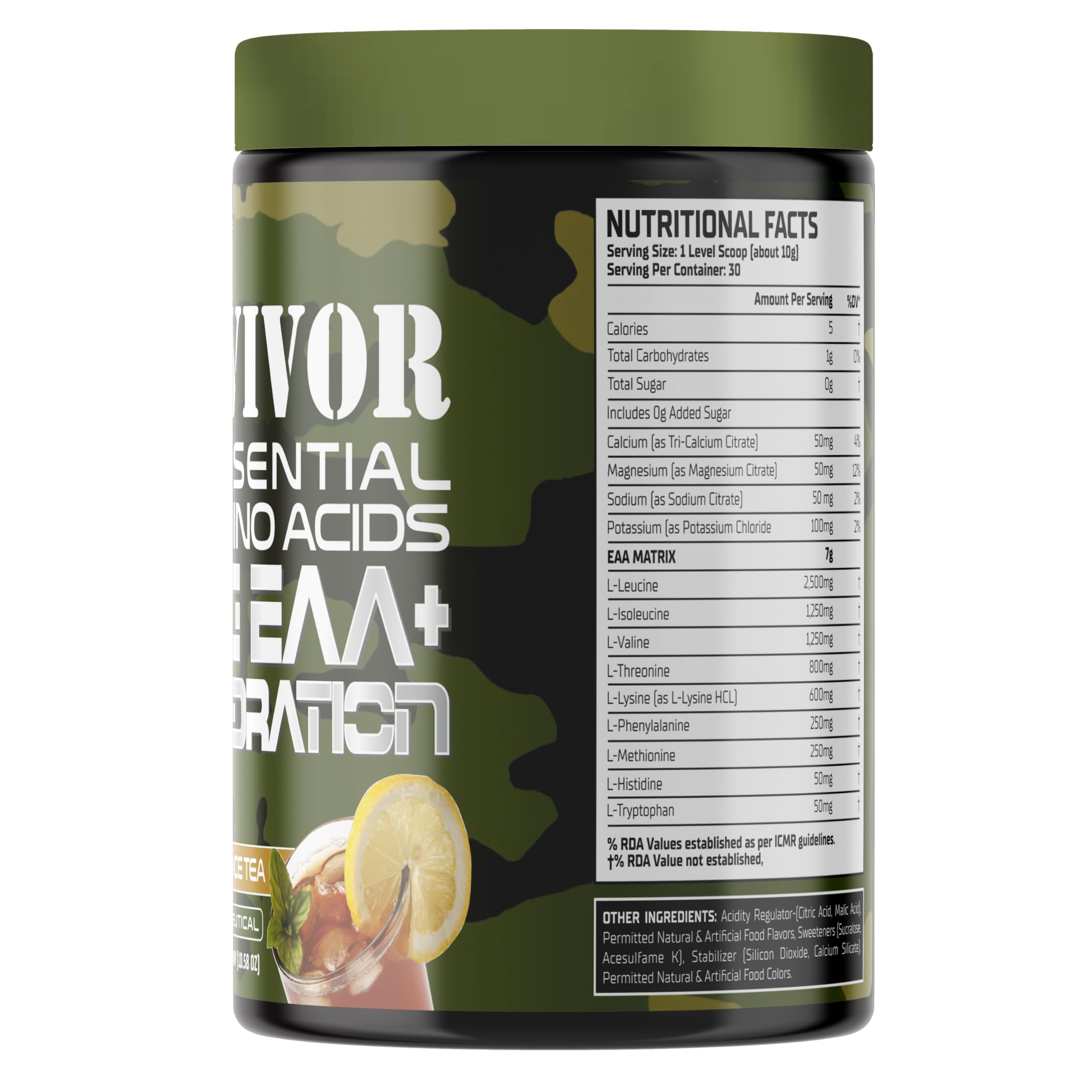 Warzone Survivor EAAs - Essential Amino Acids Supplement | 9 Amino Acids for Muscle Building, Strength & Recovery | Intra/Post Workout | 30 Servings | Lemon Ice Tea Flavor — Amazon image 3