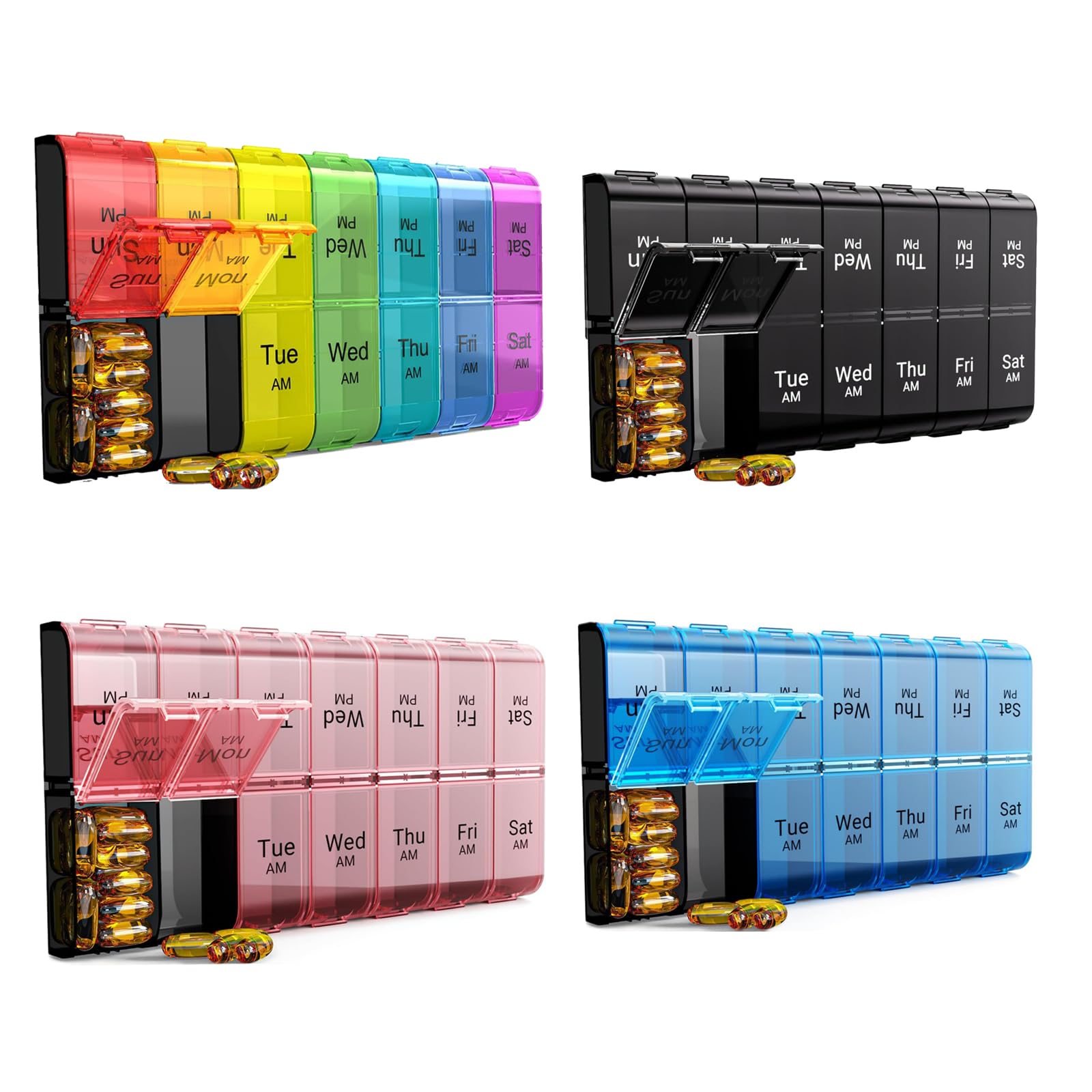 4 Pack Set Colorwing Extra Large Pill Organizer One Month Solution