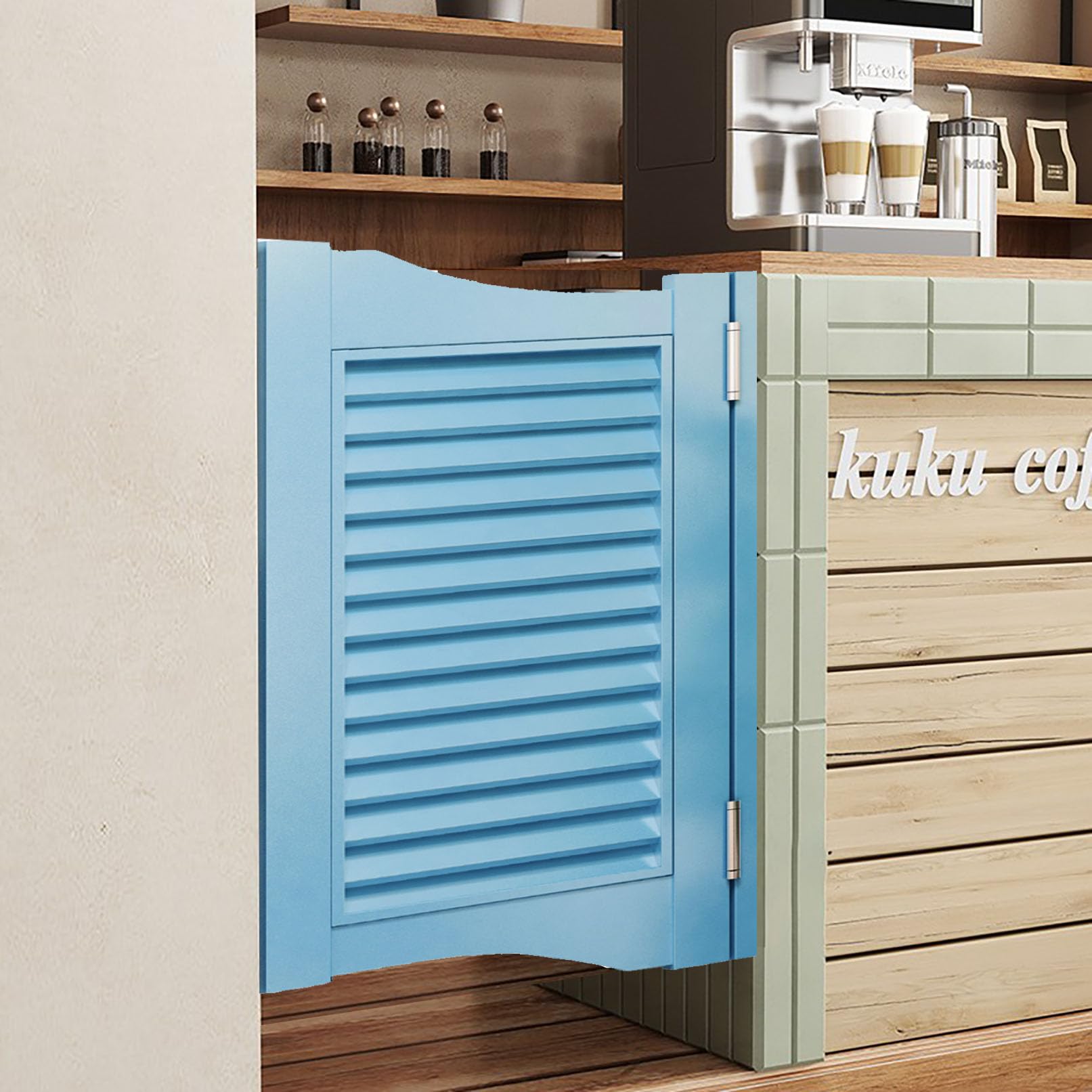 Porte battante en bois massif : cloison pivotante et quincaillerie inox