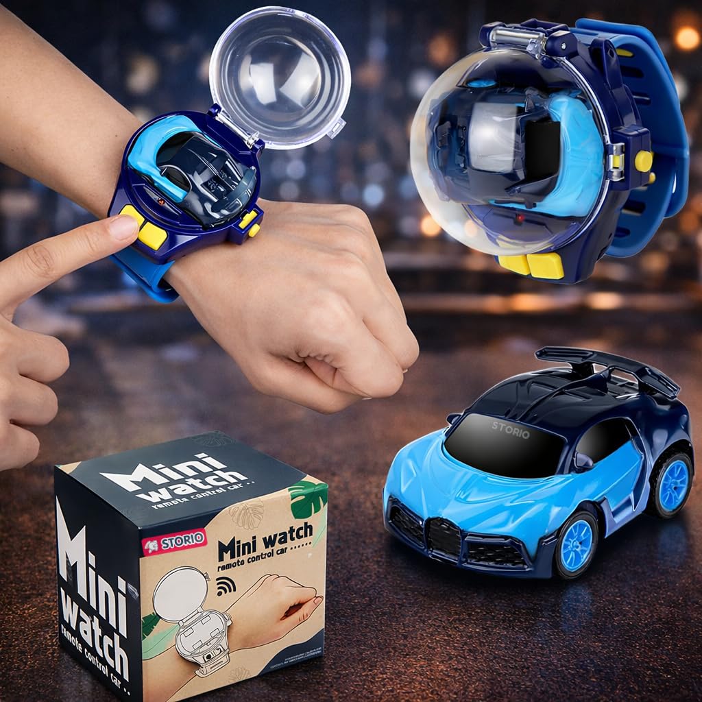 Storio Remote Control Car Watch Toy with LED Light | 2.4GHz Mini RC Racing Car Wrist Watch | USB Rechargeable Interactive ...