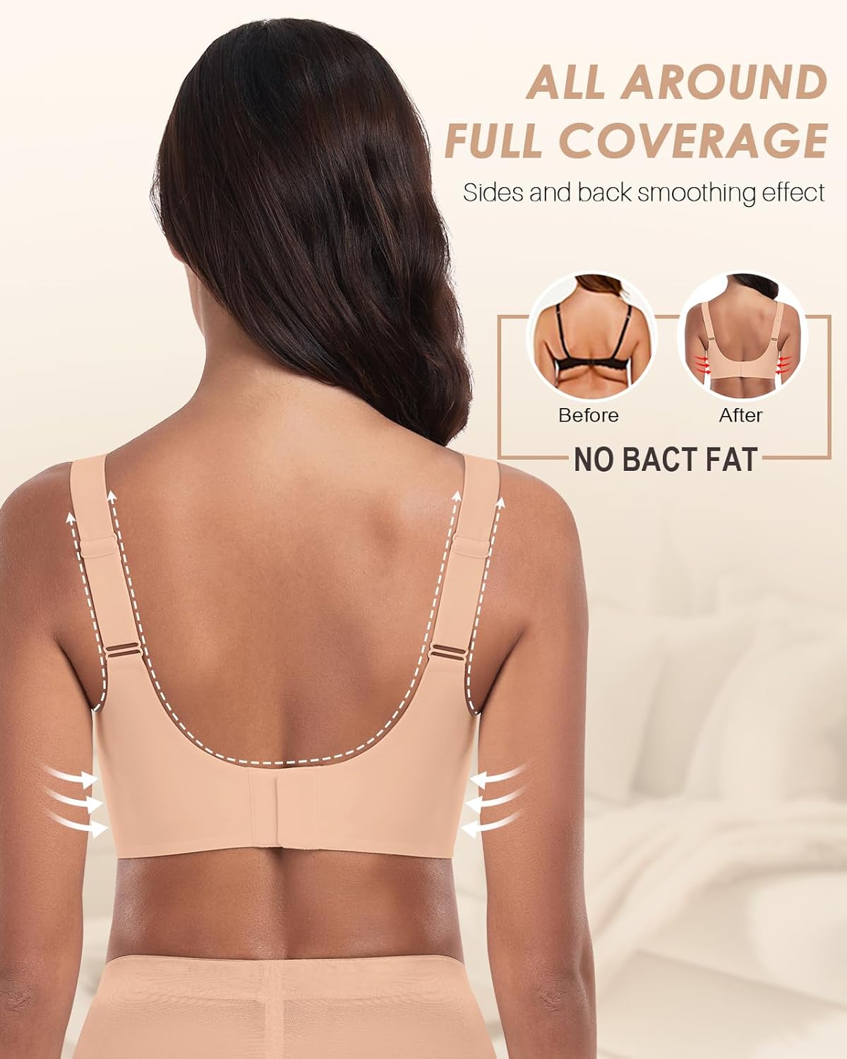 Padded Bra Comfortable Back Fat Smoothing Full Coverage Wireless Support Bra No Underwire Seamless Bralette - Image 4