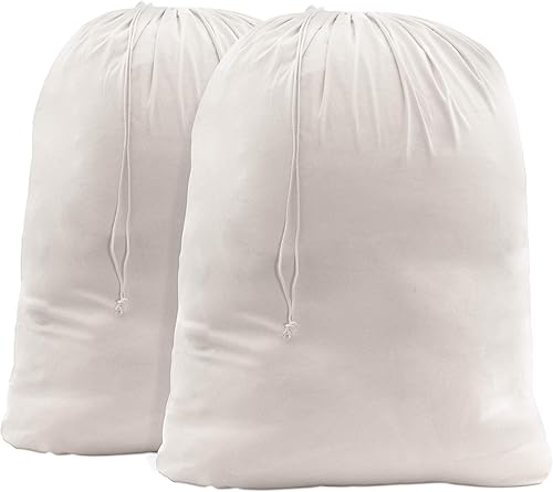 ZENPAC Bolsa de lavandería de algodón beige, gran lona lavable con cierre de cordón, almacenamiento, viajes, artículos esenciales para el hogar, 12