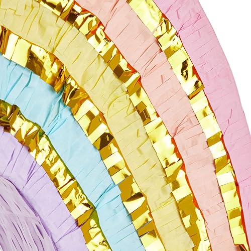 Miniatura 9 de BLUE PANDA Pinata arcoíris con cuerda de tiro, pequeña, 16.5 x 10 x 3 pulgadas, color pastel, mini piñata de cumpleaños para decoración de