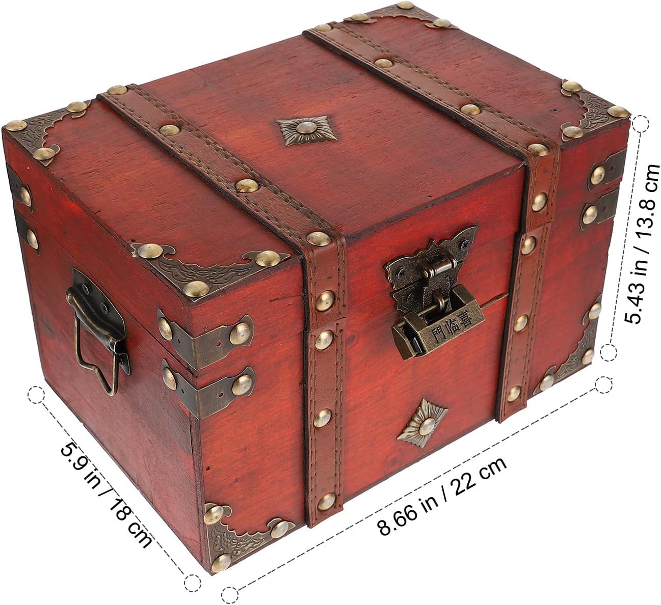 TOYANDONA Vintage Wooden Jewelry Storage Box with Lock for Desk Organizing image 2