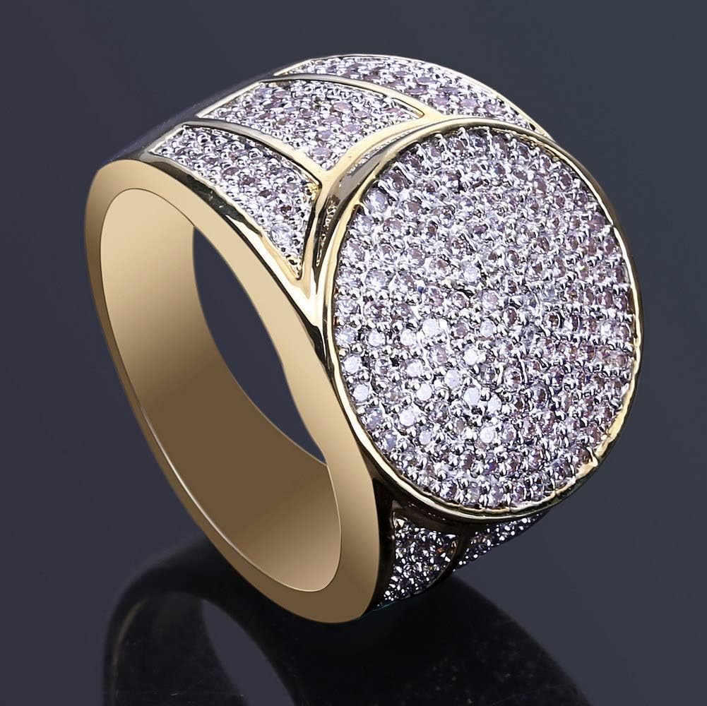 Iced Out Personalized Fashion Ring 18K Gold Plated Bling CZ Simulated Diamond Hip Hop Ring for Women