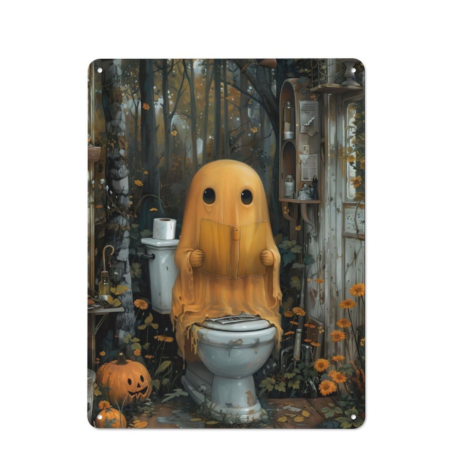 Orange Bohoo Pooping Retro-style Tin Sign 40x30cm for Guest Room Or Hallway, for An Autumn Update to Guest Room And Hallway