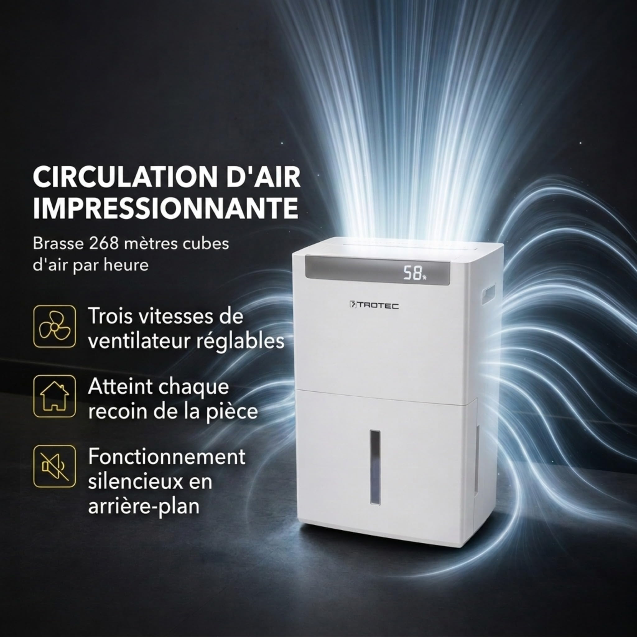 Trotec TTK-I 110 E Déshumidificateur connecté WiFi 35 L/24 h jusqu’à 110 m²