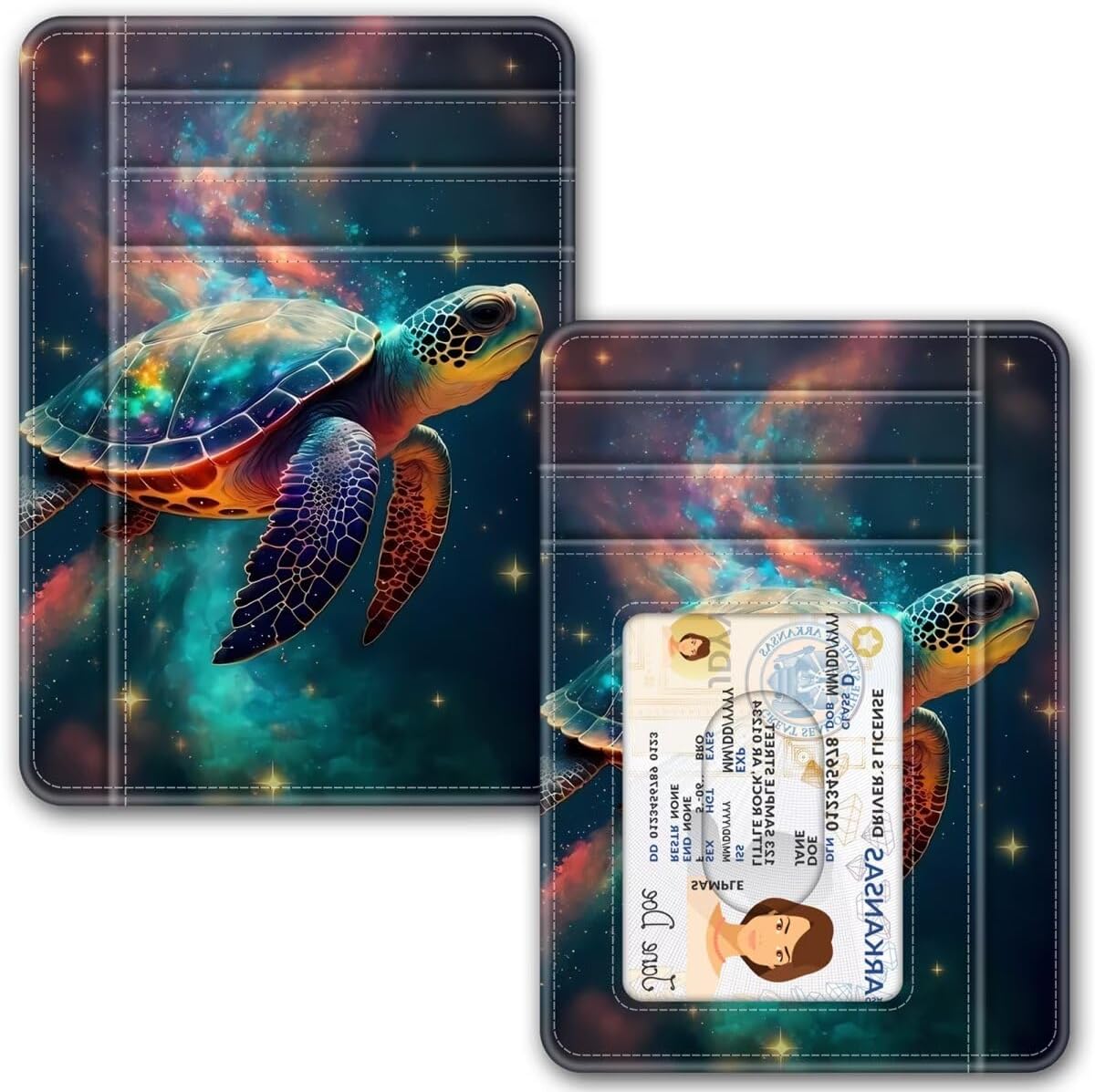 Slim Minimalist Front Pocket Wallet, Mini RFID Blocking Credit Card Holder Front Pocket Wallet, Coin Purse with ID Window for Women Ladies，Turtle