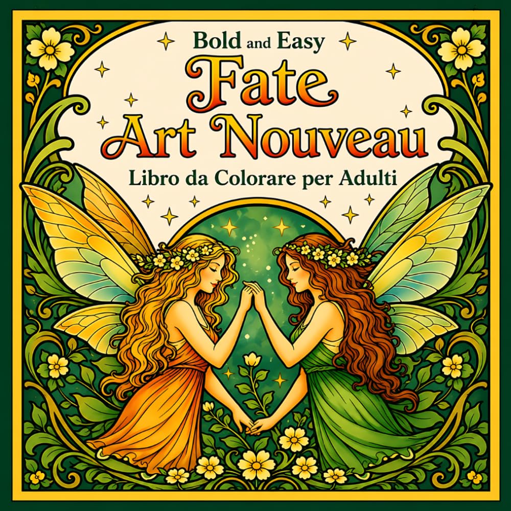 Bold and Easy Fate Art Nouveau: Libro da Colorare per Adulti con Creature Magiche e Motivi Floreali Fantasy