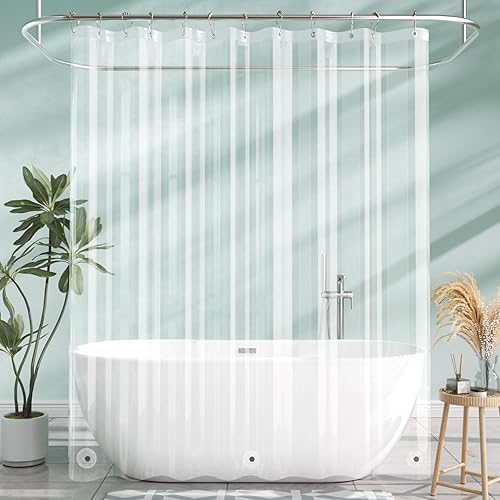 Miniatura 7 de AmazerBath Forro de cortina de ducha extra largo, forro de cortina de ducha transparente de 96 pulgadas de largo, 72 x 96 pulgadas, forro de cortina