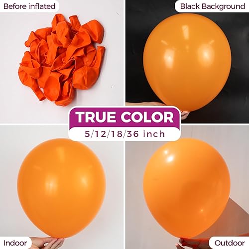 Miniatura 2 de Bezente - Globos de 12 pulgadas de látex redondos para cumpleaños, despedidas de soltera y fiestas de Halloween, aptos para helio, naranja, 100