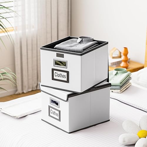 Vista 100 de Huolewa Caja organizadora de archivos con tapa, organizador de carpetas de archivos plegable para almacenamiento de documentos de oficina, caja