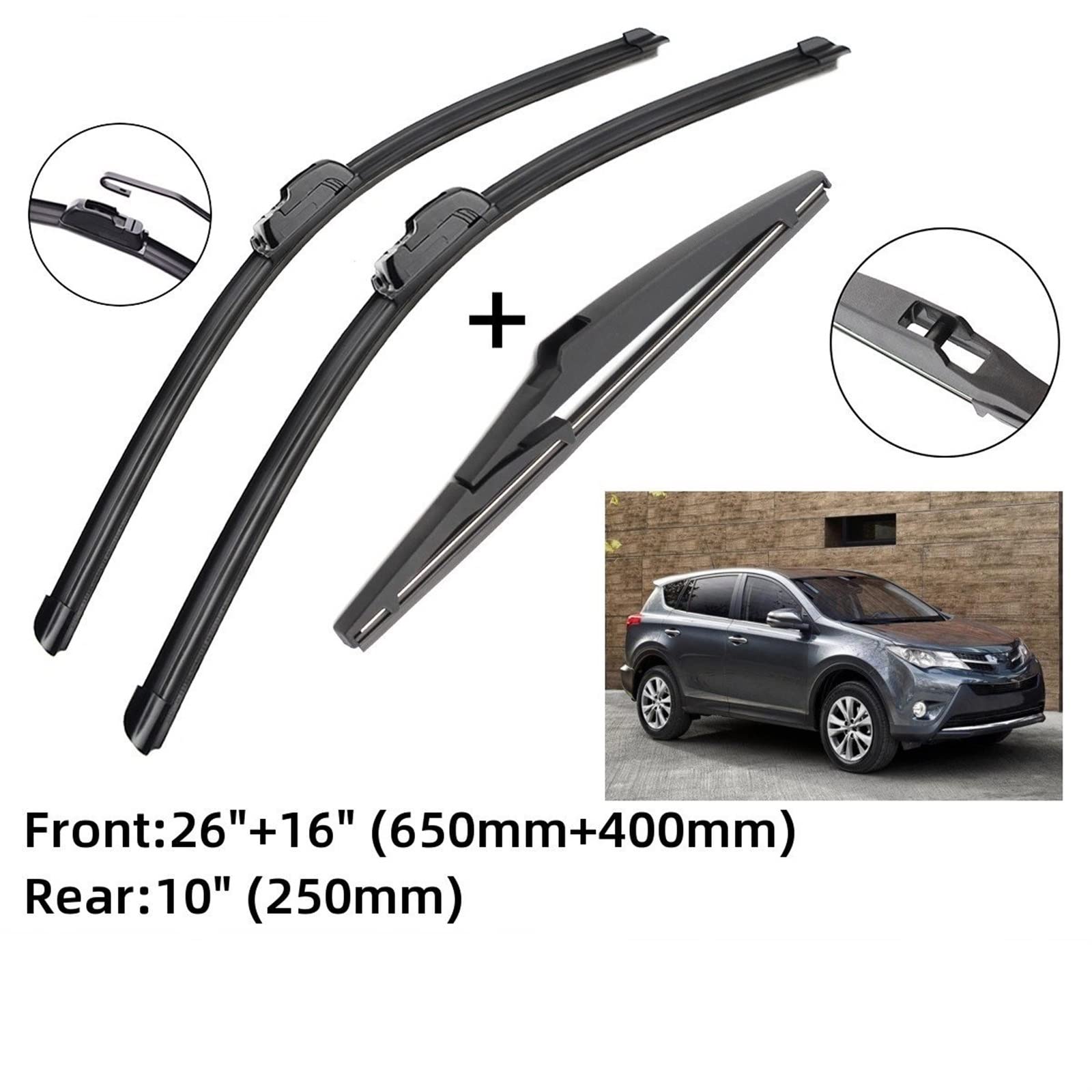 Tergicristallo per Auto per Toyota RAV4 XA40 MK4 2013 2014 2015 2016 2017 2018 Anteriore Posteriore Tergicristallo Spazzole Accessori J Gancio Spazzola Tergicristallo