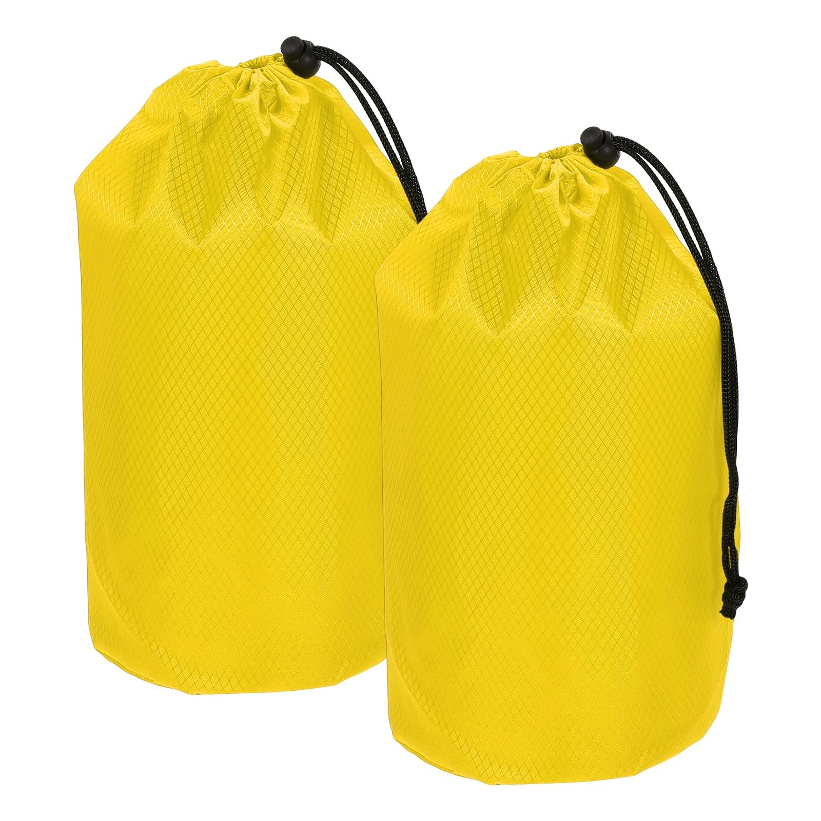 YELARXI Stuff Sack, Waterproof Ditty Bags Storage Sacks Portable Outdoor Ultralight Drawstring Dry Stuff Bag Gear with Toggle 5x10In & 2 Pack & Yellow for (Backpacking Camping Hiking)