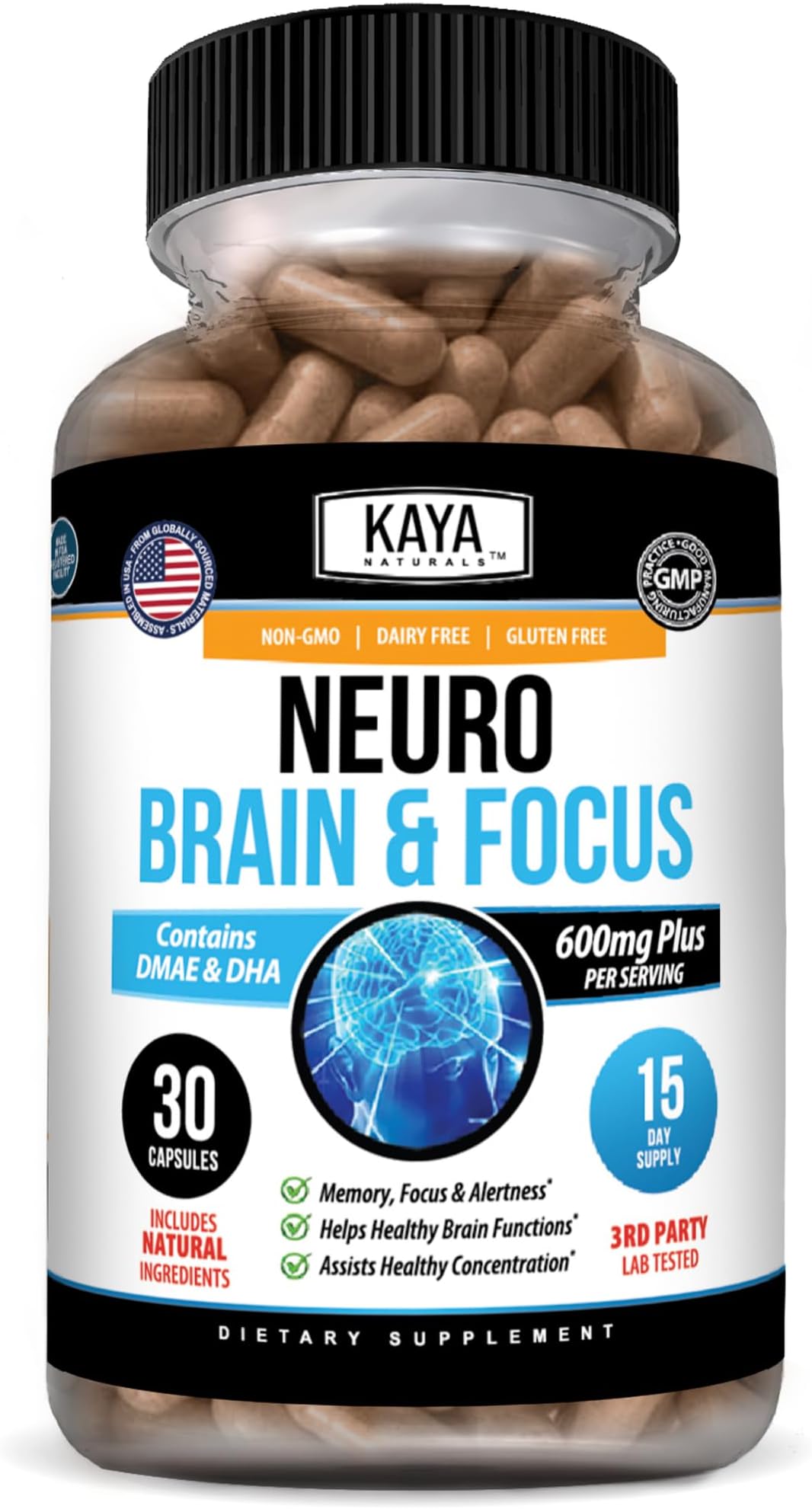 Neuro Brain Nootropic Supplement, 30 Count | Memory & Focus Support, Energy Capsule, Concentration & Learning Accuracy, Cognitive Function Support