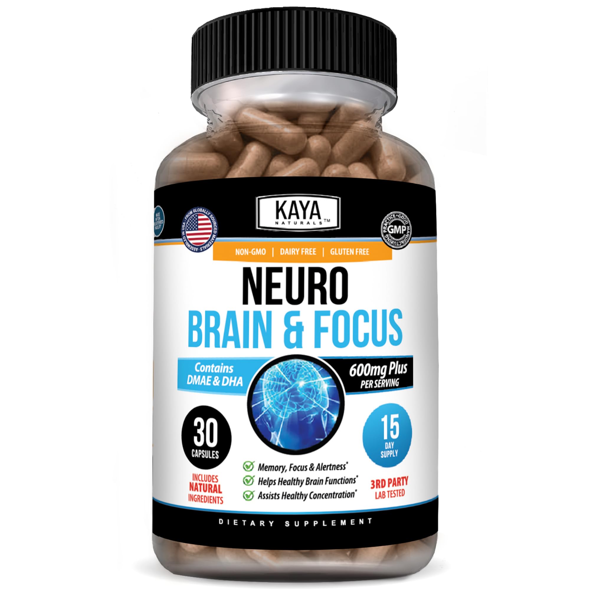 Kaya Naturals Neuro Brain Nootropic Supplement, 30 Count 30 Count (Pack of 1)