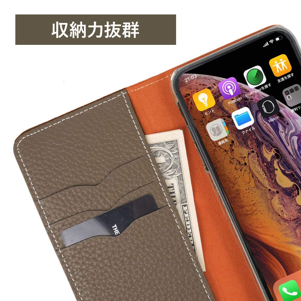 iPhone15Pro Max 本革ケース　新品未使用　オレンジ 財布 ケース iPhone15 Pro 高級 牛革 本革 カバー オレンジ
