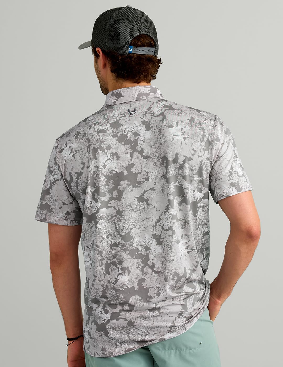 HUK Men's Pursuit Pattern, Performance Short Sleeve Polo Shirt
