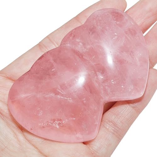 Miniatura 8 de Rockcloud - Cristal sanador de cuarzo rosado natural tallado en forma de corazón piedras para palma de la mano, piedras de relajación, para Reiki,