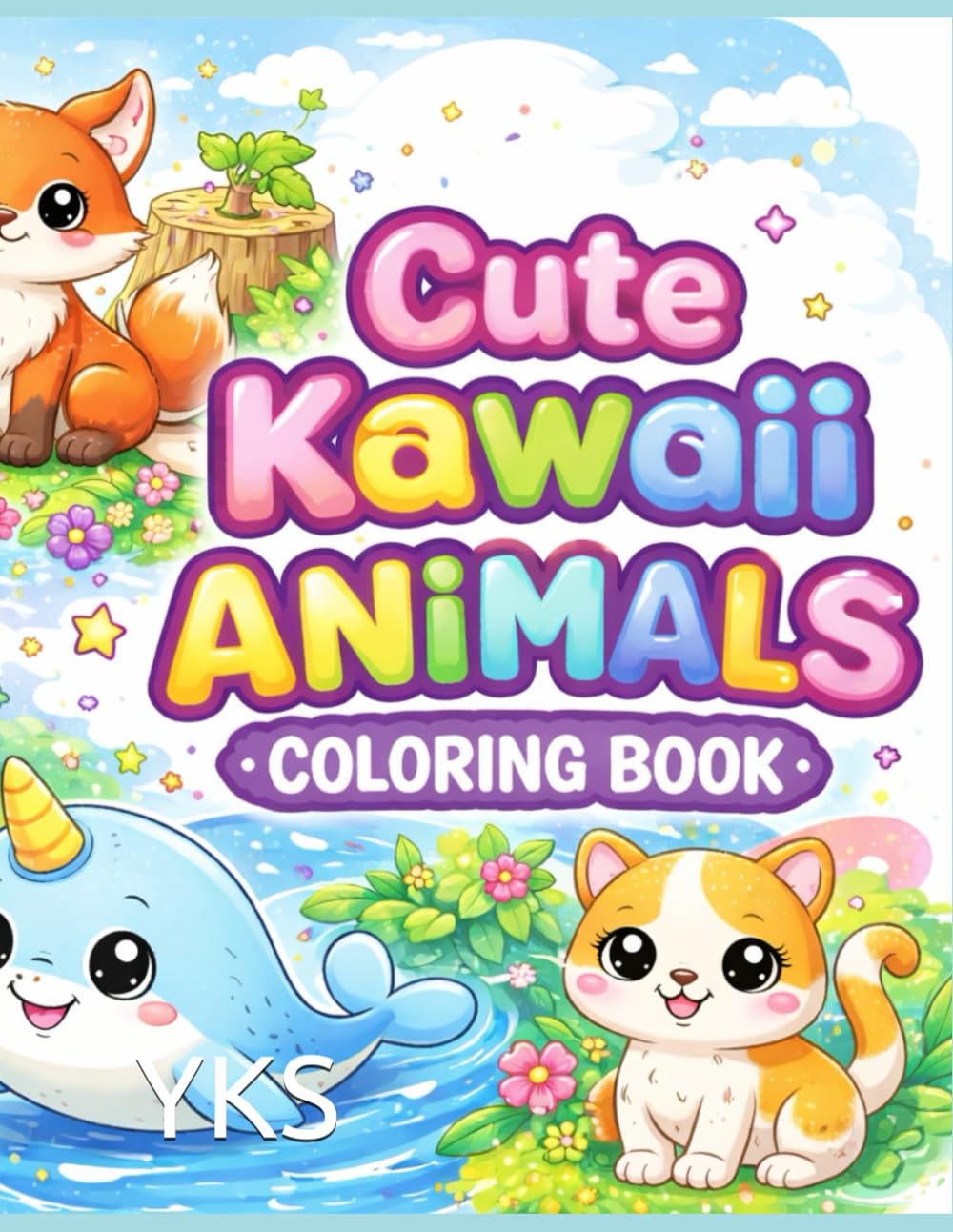 Cute Kawaii Animals Coloring Book: Fun & Easy Coloring Pages for Kids Ages 4–8
