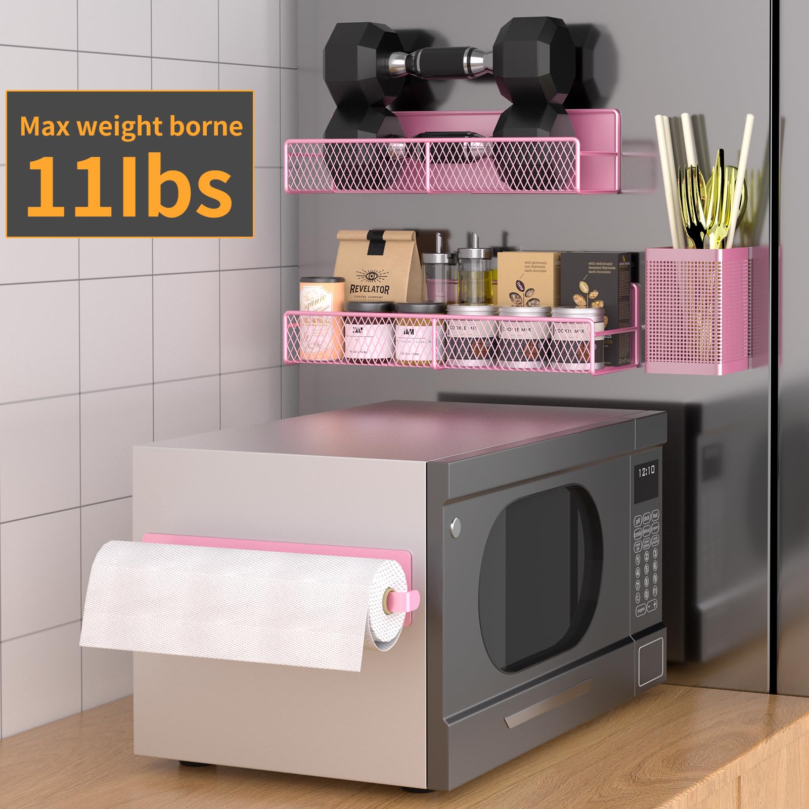 4-teiliges Magnetisches Gewürzregal Für Kühlschrank – Starke Magnete, Rosa, Keine Montage Nötig | Küchen-Organizer Für Gewürze