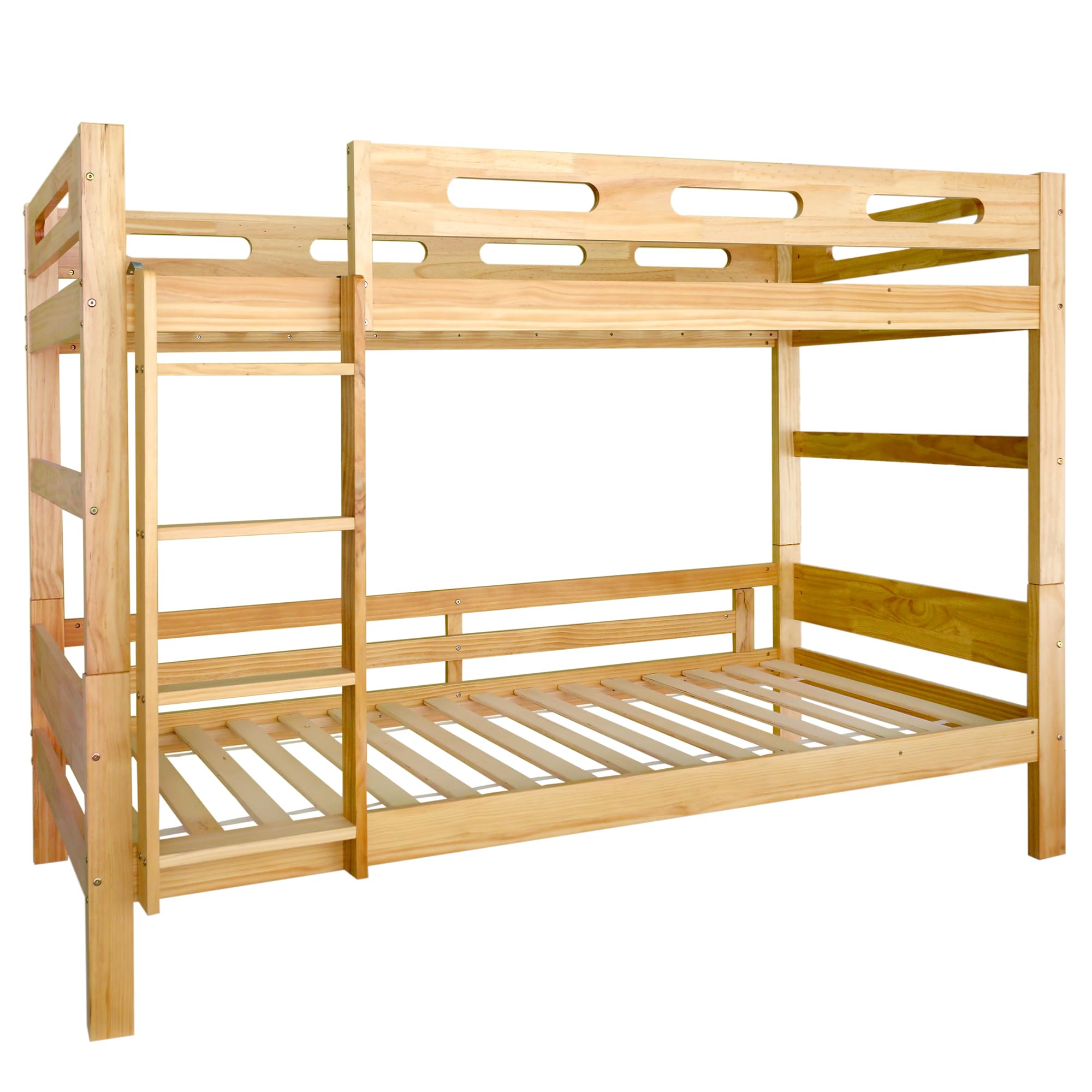Idemon Letto a castello per bambini e ragazzi, letto suddiviso in 2 letti singoli, robusto telaio in legno di pino, montaggio semplice, naturale, 90 x 200 cm