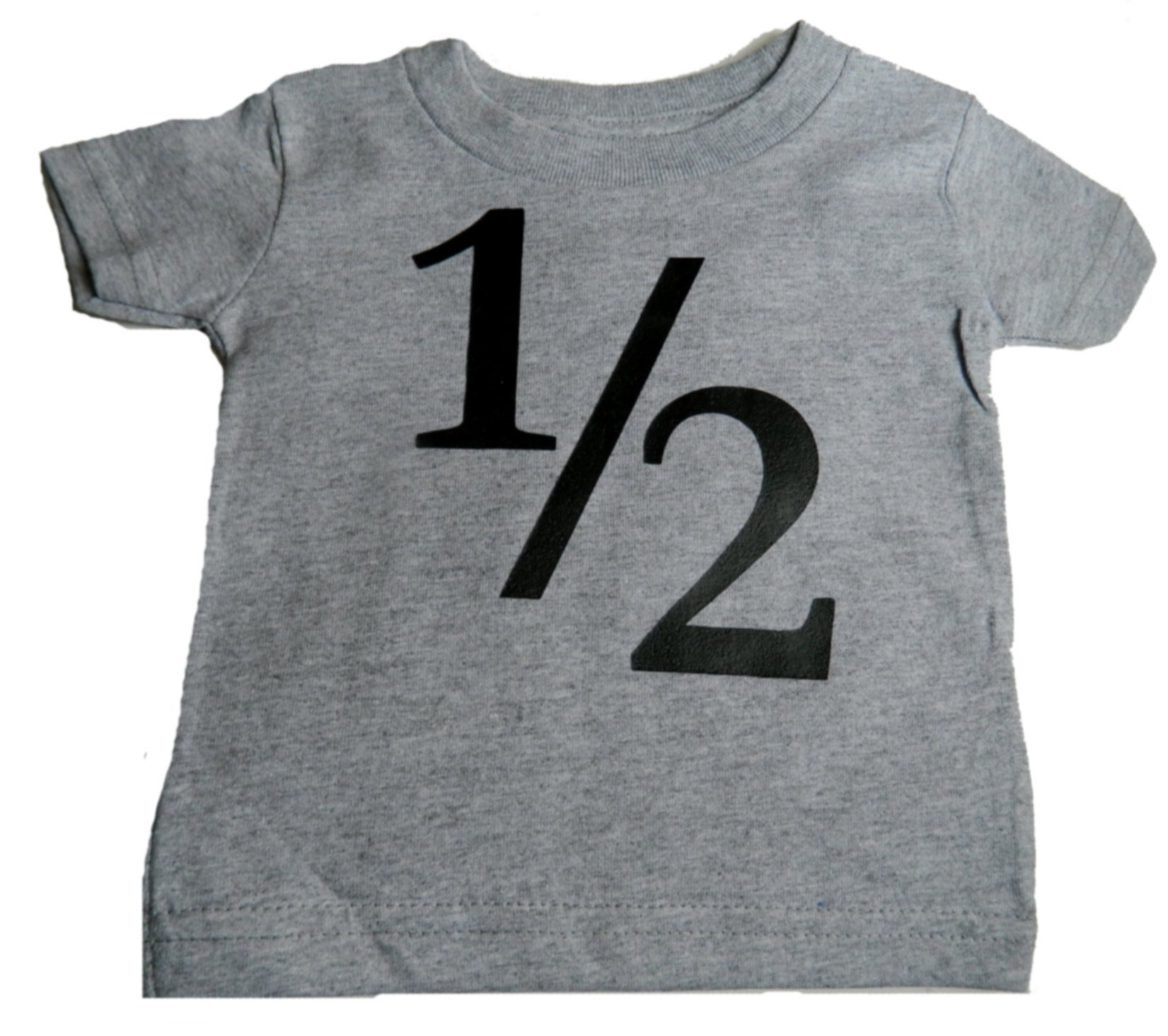 Custom Kingdom Baby Boys' 1/2 One-Half 6 Months Old Birthday T-Shirt Gray (12 Months)