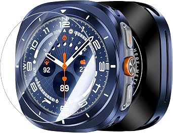 Goton Metal Case with Screen Protector for Galaxy Watch Ultra/Ultra 2025 47mm, 360 Full-Body Rugged Stainless Steel Bumper + PC Back Cover, for Samsung Galaxy Watch 7/8 Ultra, Titanium Blue+White