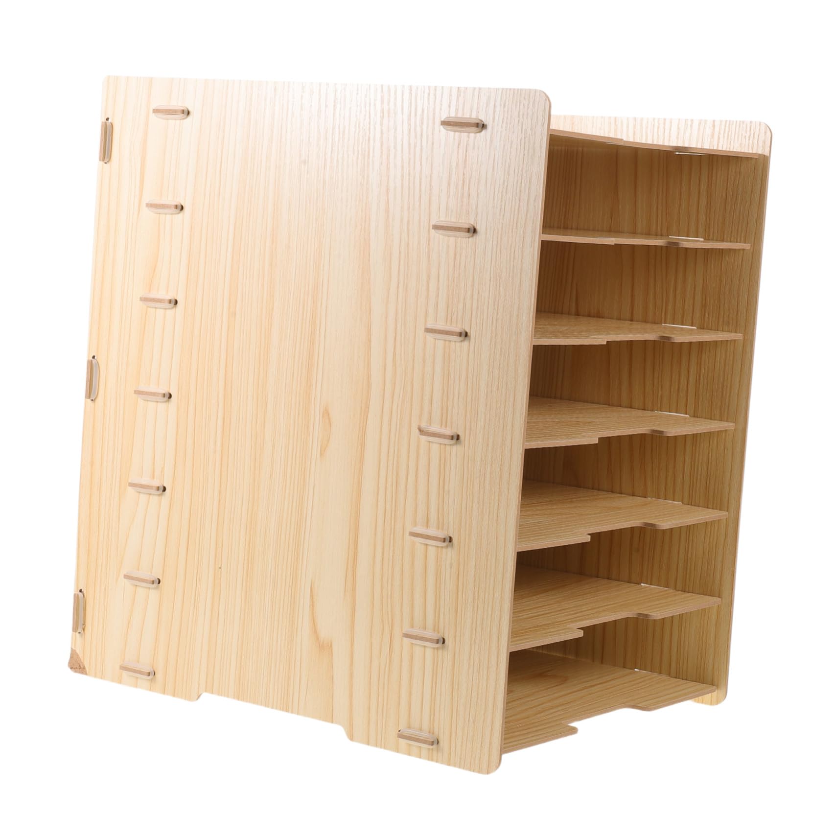 ULTECHNOVO Portadocumenti in Legno a 7 Livelli con Struttura Rinforzata e Design Naturale, Organizer Modulare per Scrivania e Tavoli, Impilabile e Versatile per Ufficio e Casa
