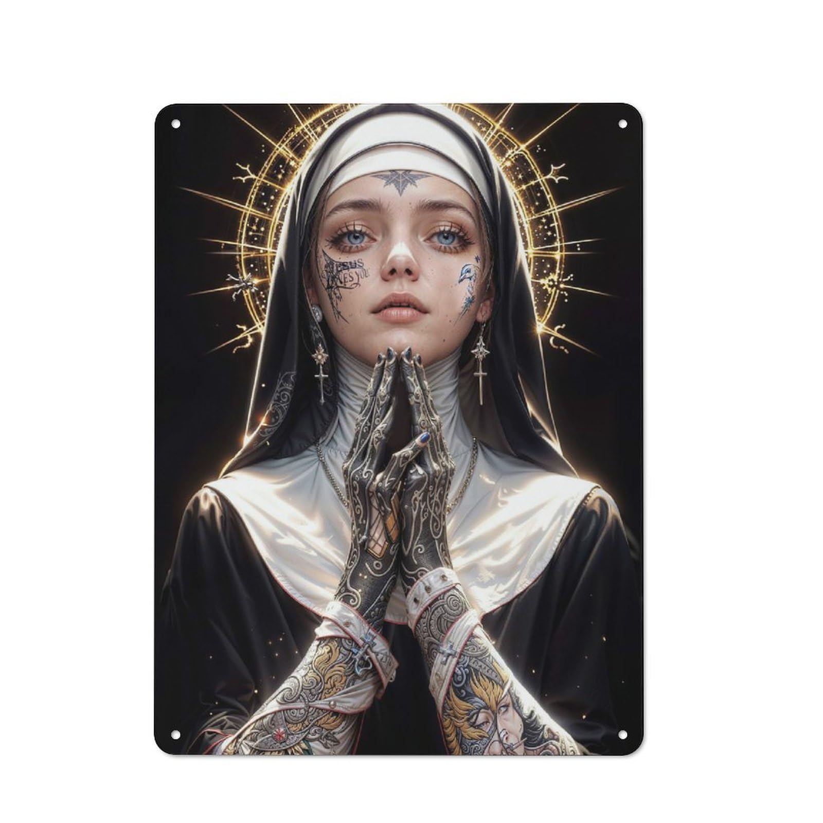 Rebel Nun Creative Metal Wall Decor 40x30cm, Metal Desk Wall Sign for Hobby Room, Office, Lounge Or Living Room