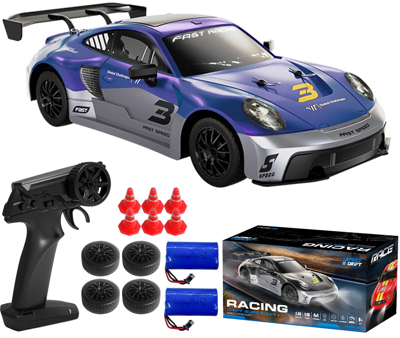 Amazon.com: Moonzeamus KF28 1/16 Scale Drift RC Car with Full
