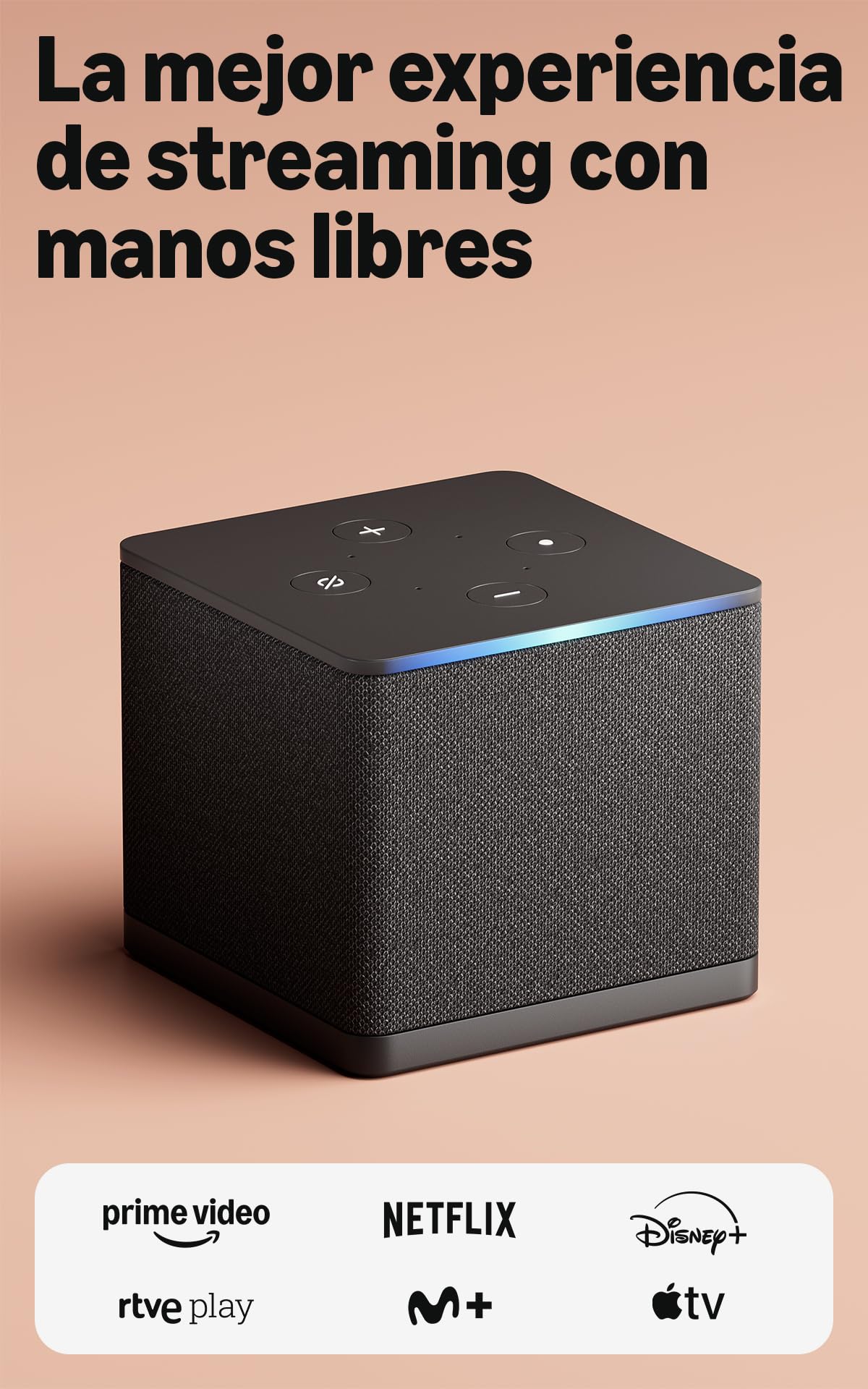 Amazon Fire TV Cube (Última generación) | Reproductor multimedia en streaming con control por voz a través de Alexa, Wi-Fi 6E y Ultra HD 4K, encuentra series más rápido con Alexa+ con descuento