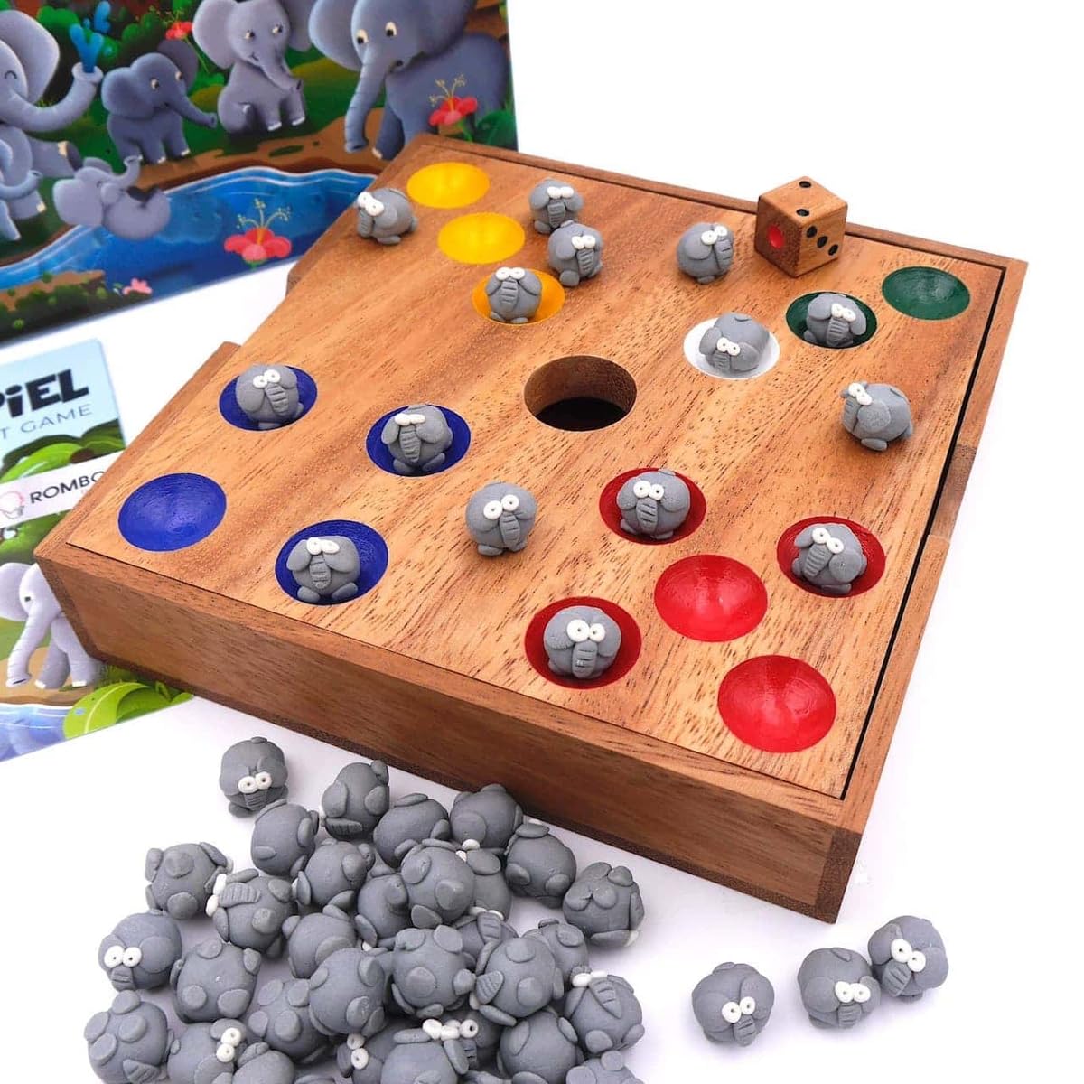 ROMBOL Elefantenspiel - Das Würfelspiel mit den süßen Elefanten für die ganze Familie, Modell:Elefanten