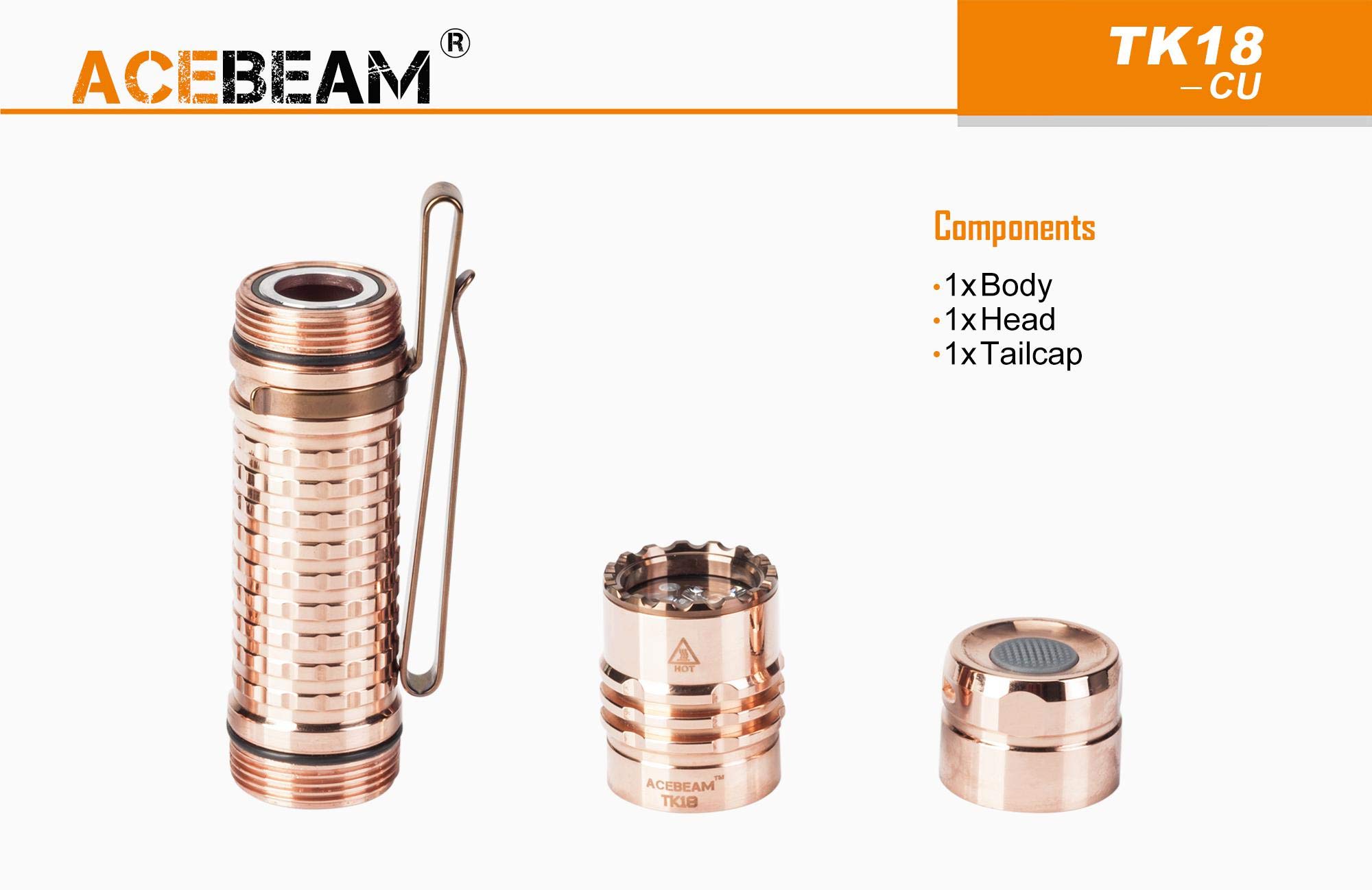Amazon | Acebeam TK18 Copper LED Flashlight - Samsung LED