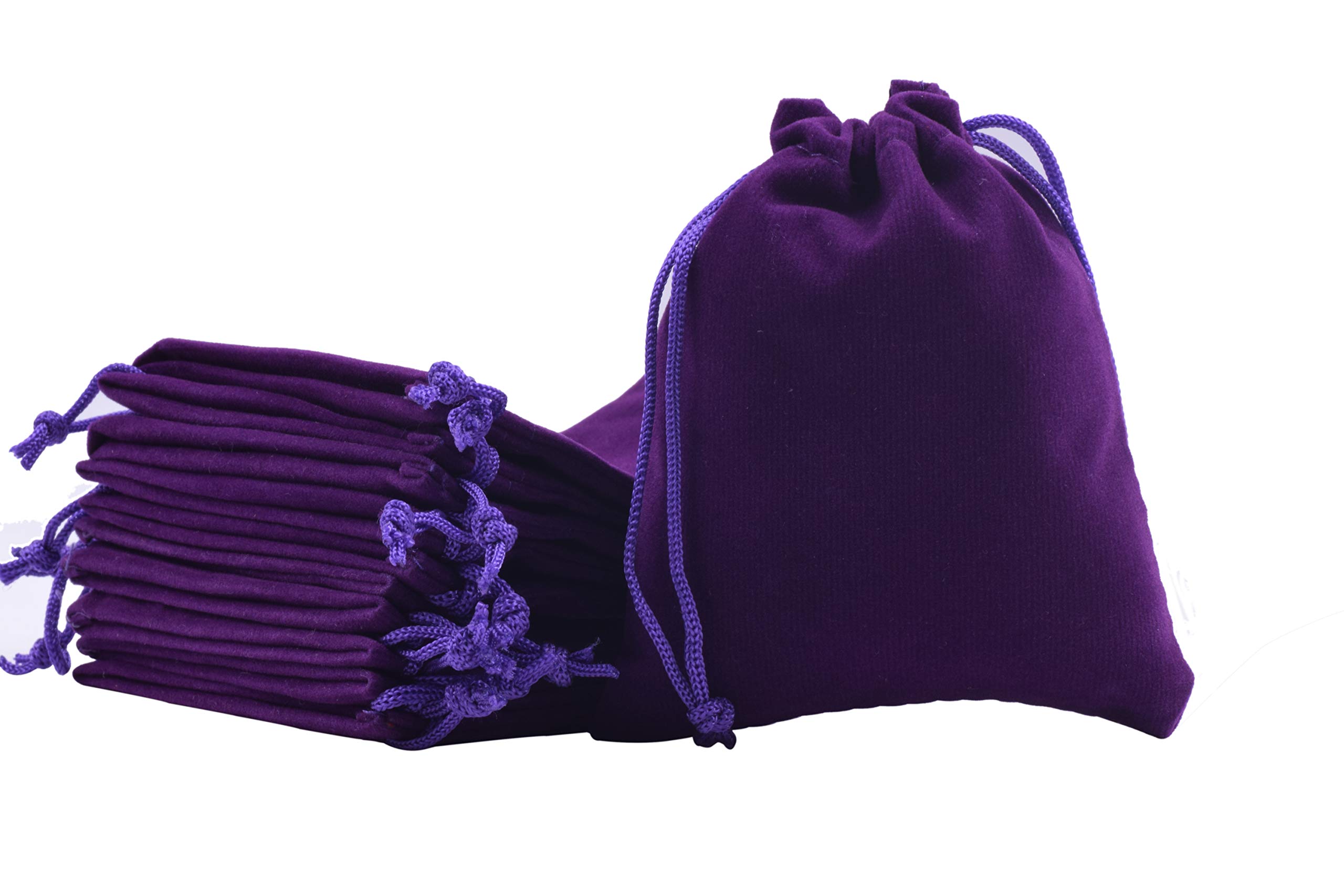 Sansam 50pcs Small Purple Drawstrings Velvet Gift Bags Jewelry Pouches for Wedding Favors, Candy Bags, Party Favors, 2.8x3.6''