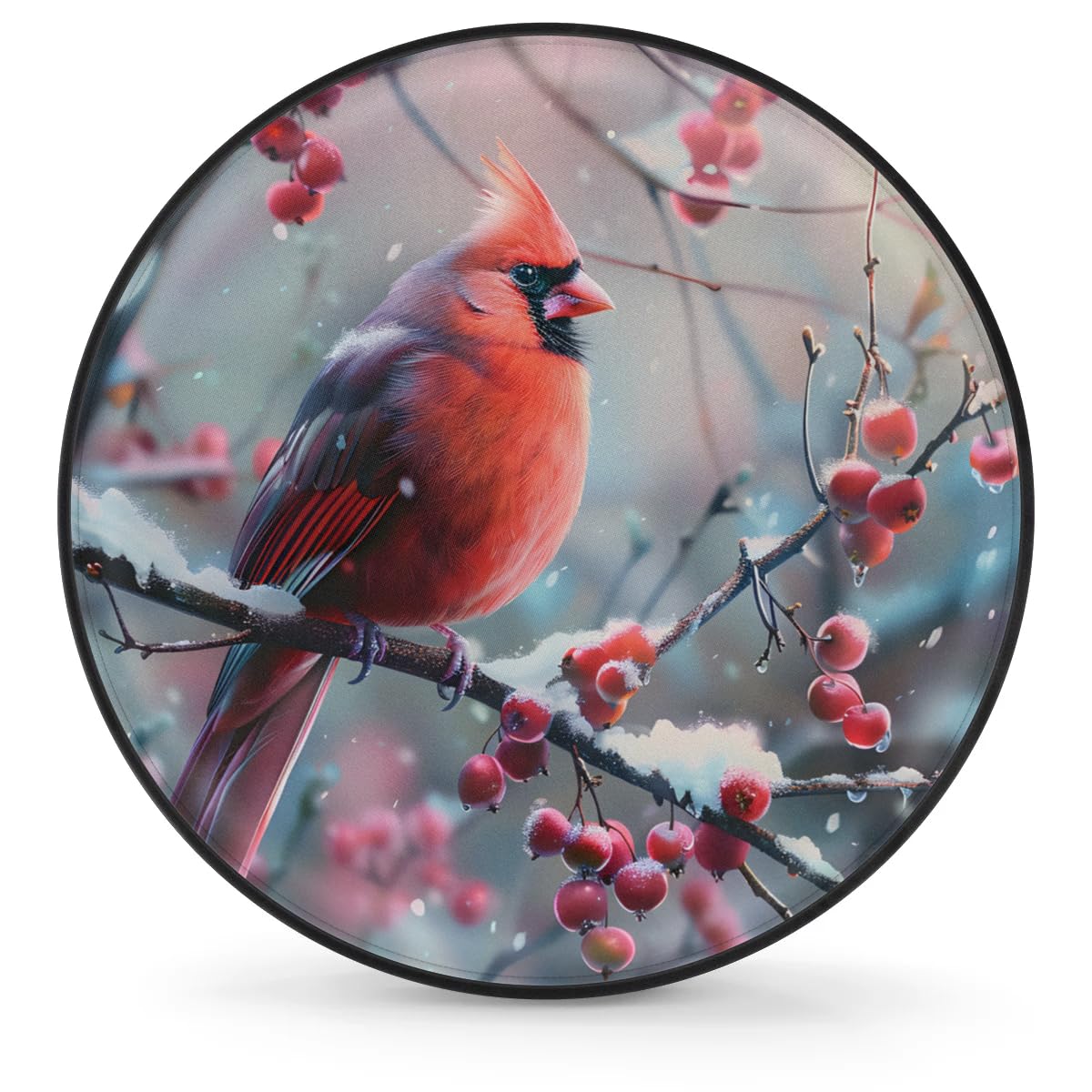 Spare Tire Cover for RV Trailer, Cardinal Berries Tire Covers Universal Fit for Travel Trailer Camper Jeep RV SUV Truck Waterproof Wheel Cover (17 inch for Diameter 31” - 33”),A-267