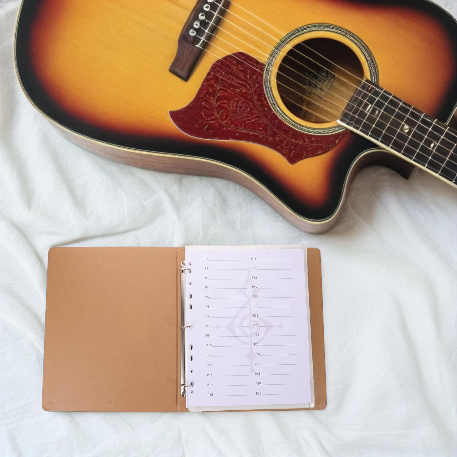 Cabilock Carpeta de Partituras de Papel Kraft 9 Agujeros para Guitarra y Piano, Soporte Organizador Numeración de Páginas, Adecuado para Coros, Ensayos y Presentaciones en Escena, Paquete