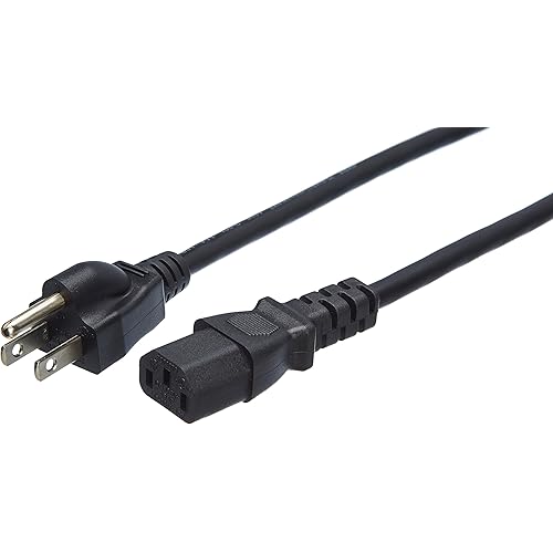 Amazon Basics Computer Monitor TV Replacement Power Cord - 10-Pack - 1-Foot, Black